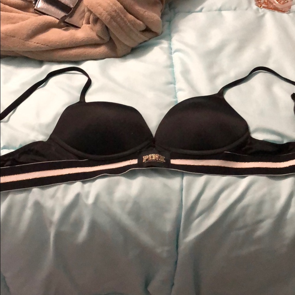 Pink wireless push-up bra